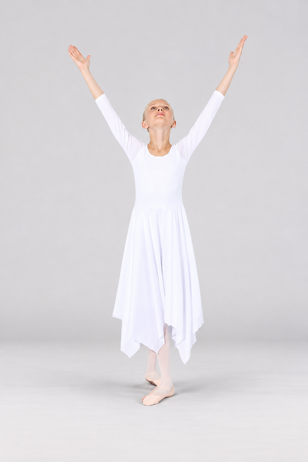 Girls' Long-Sleeve Asymmetrical-Hem Praise Dance Dress
