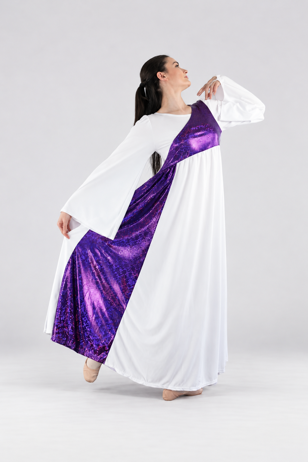 Women's Asymmetrical Bell-Sleeve Praise Dance Dress