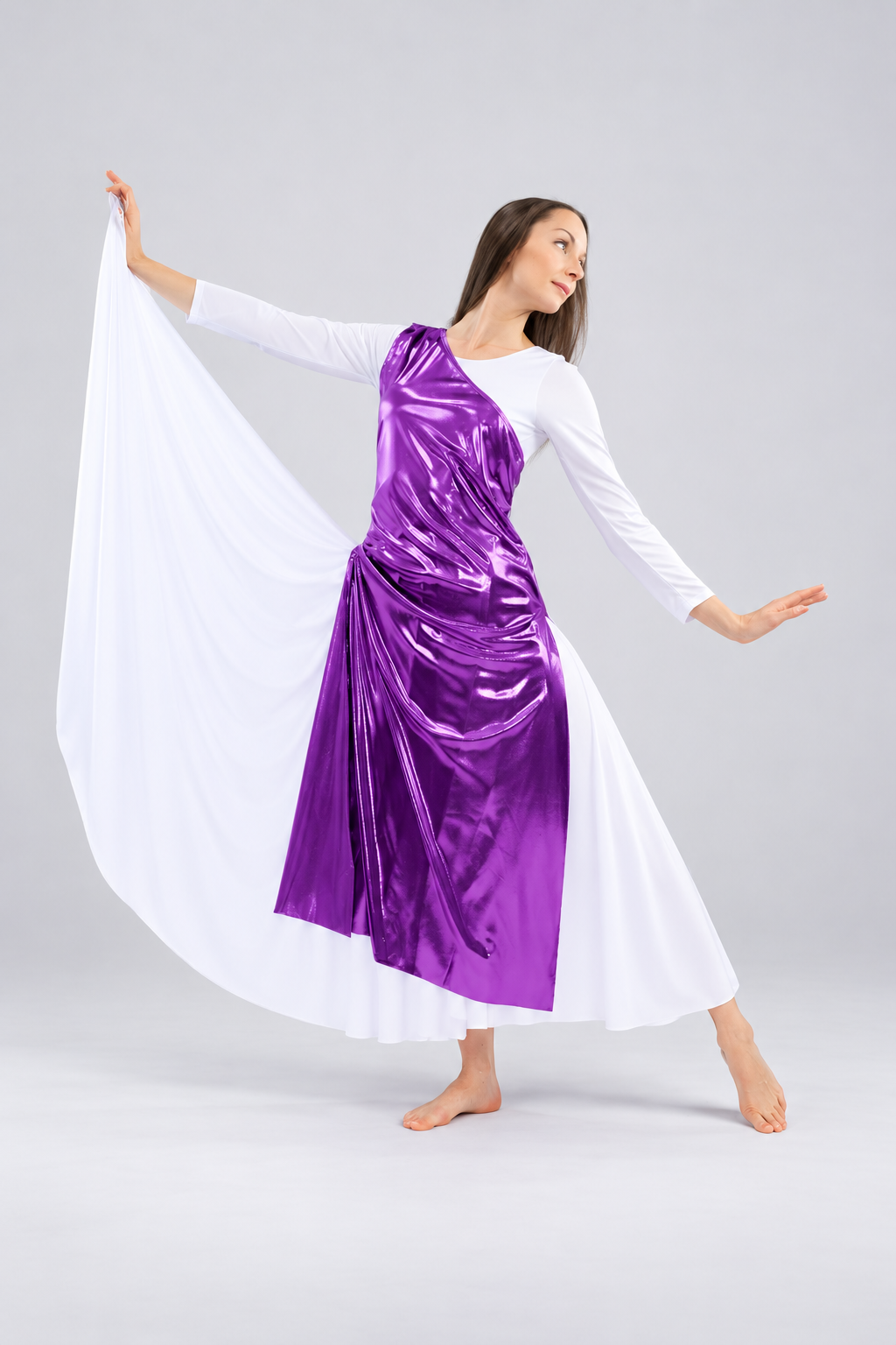 Women's Metallic One-Shoulder Praise Dance Tunic