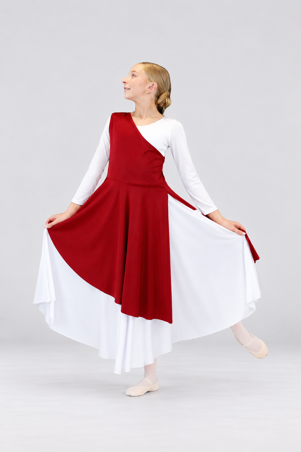 Girls' One-Shoulder Asymmetrical Praise Dance Tunic