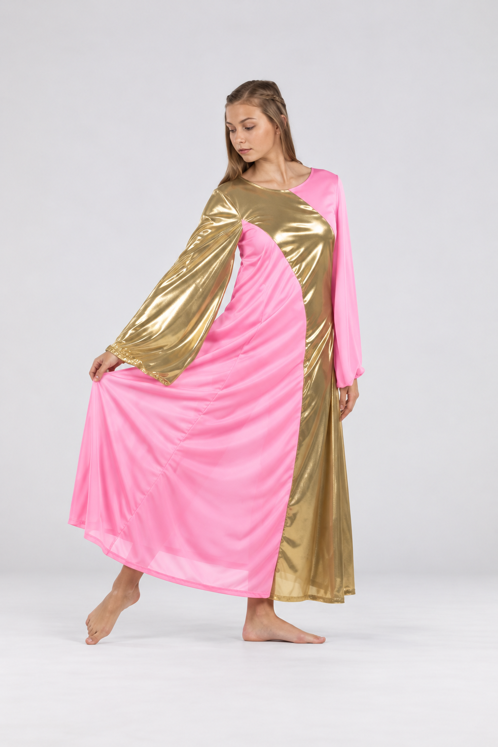Women's Metallic Colorblock Praise Dance Dress