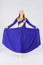 Women's Metallic Asymmetrical Panel Praise Dance Dress