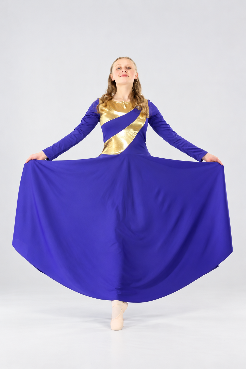 Women's Metallic Asymmetrical Panel Praise Dance Dress