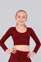 Girls' Long-Sleeve Scoop Neck Cheerleading Crop Top
