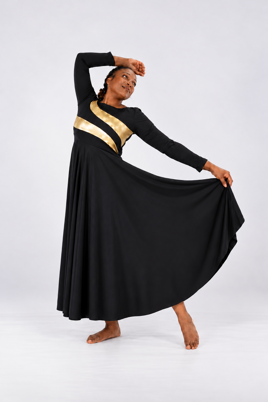 Women's Long Sleeve Metallic Wave Praise Dance Dress