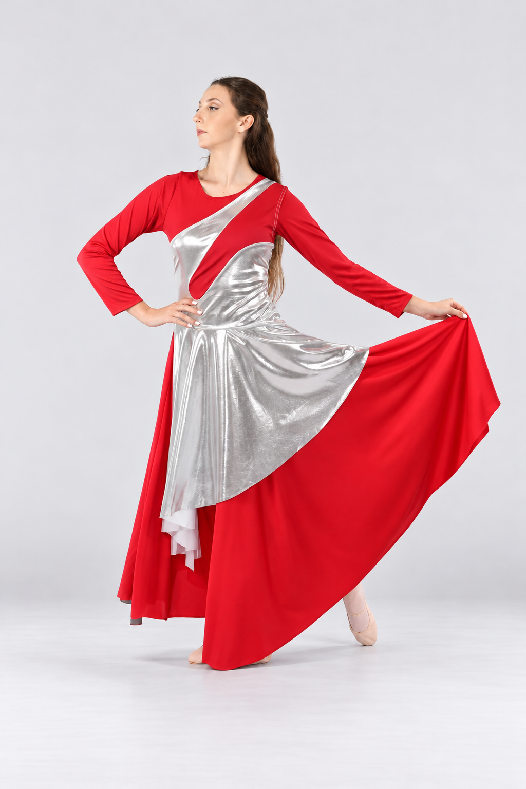 Women's Metallic Asymmetrical Sleeveless Praise Dance Tunic