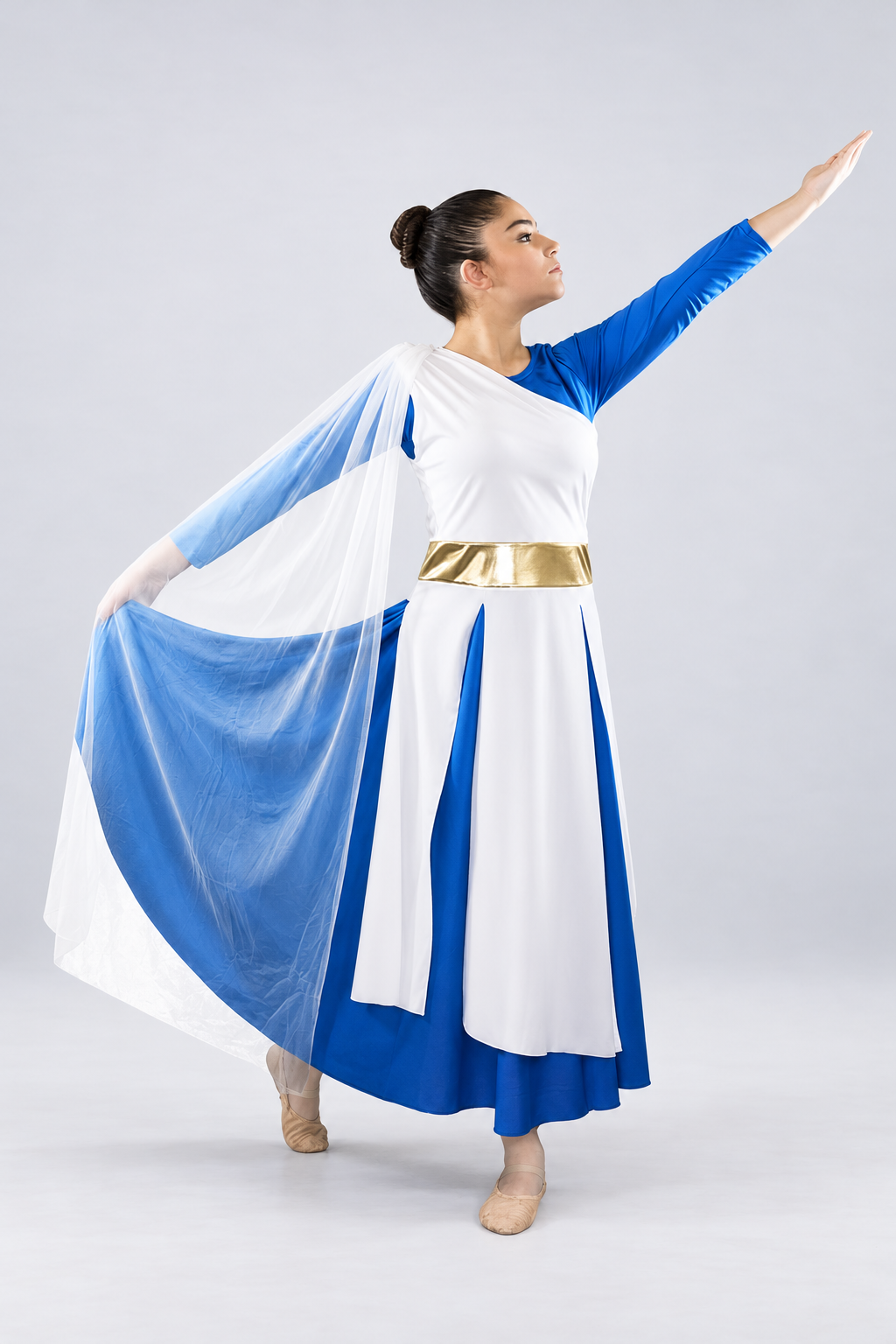 Girls' Asymmetrical Chiffon Praise Dance Tunic