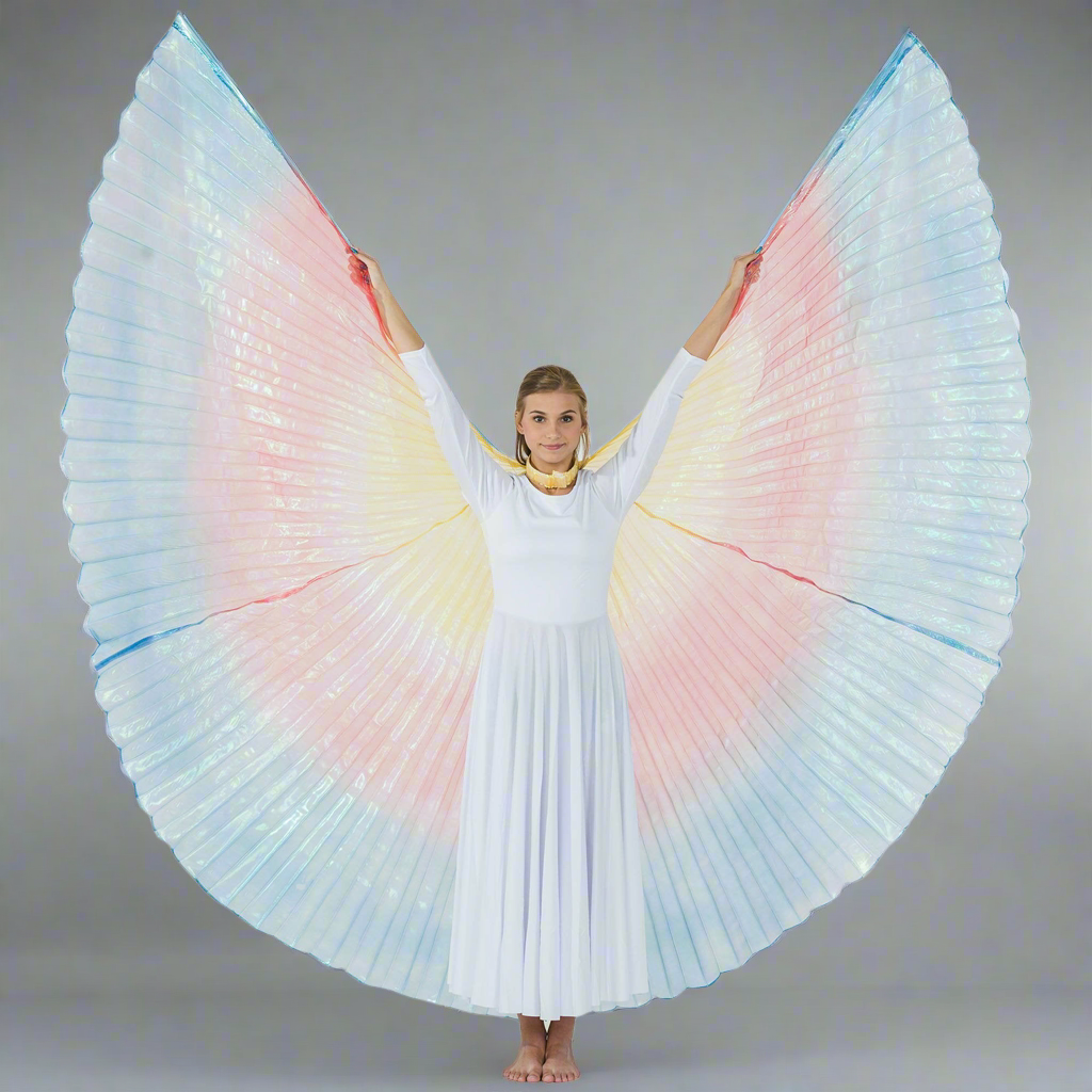 Yellow-Red-Blue Gradient Neon Worship Angel Wing