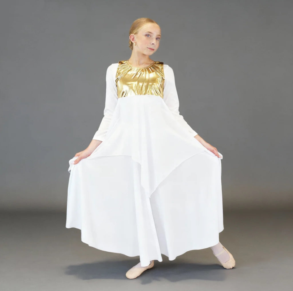 Child Metallic Chest Chiffon Overlay Dance Tunic (dress not included)