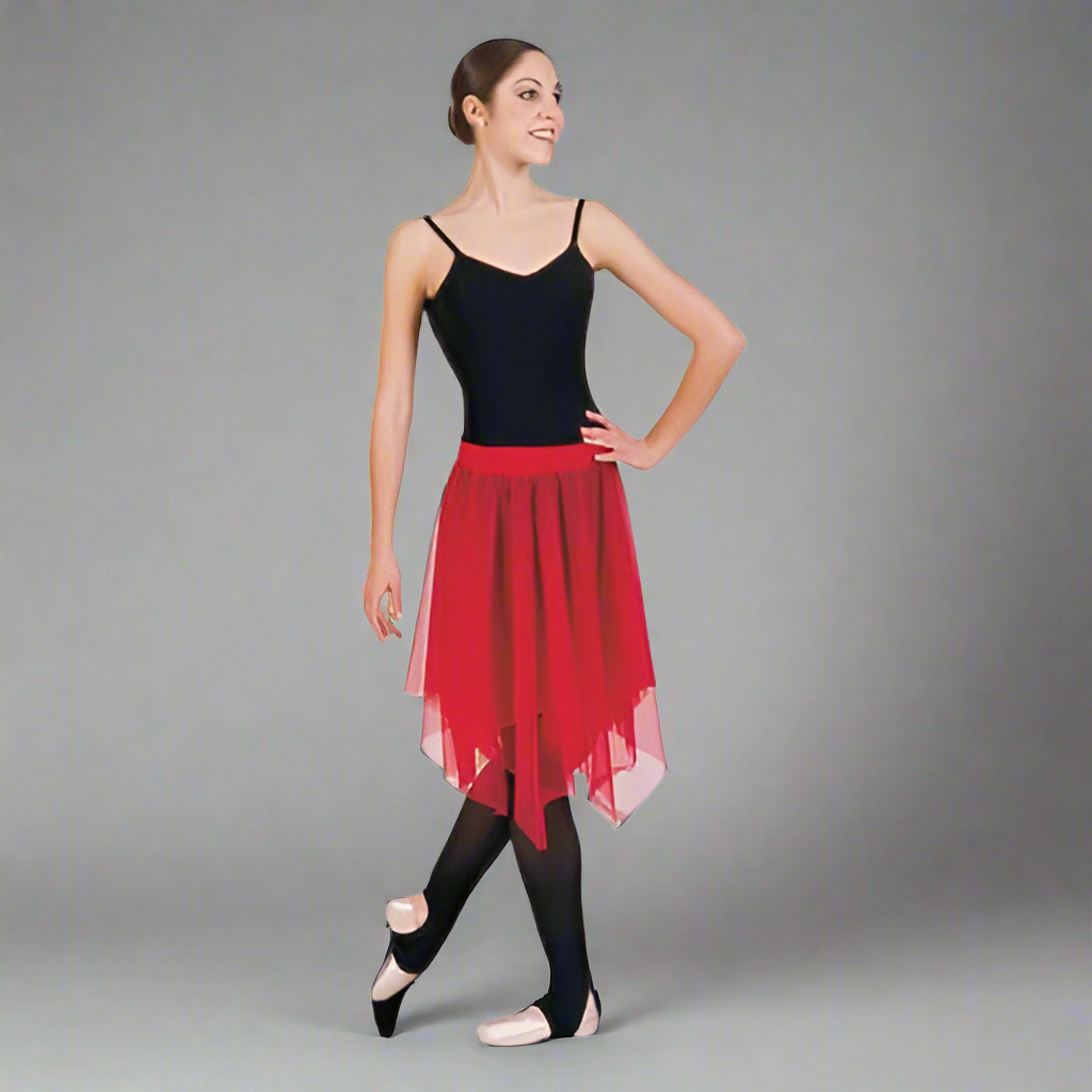 Uneven Hem Double Layer Chiffon Skirt Ministry Dance