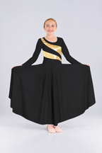 Girls' Long Sleeve Metallic Wave Praise Dance Dress