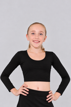 Girls' Long-Sleeve Scoop Neck Cheerleading Crop Top
