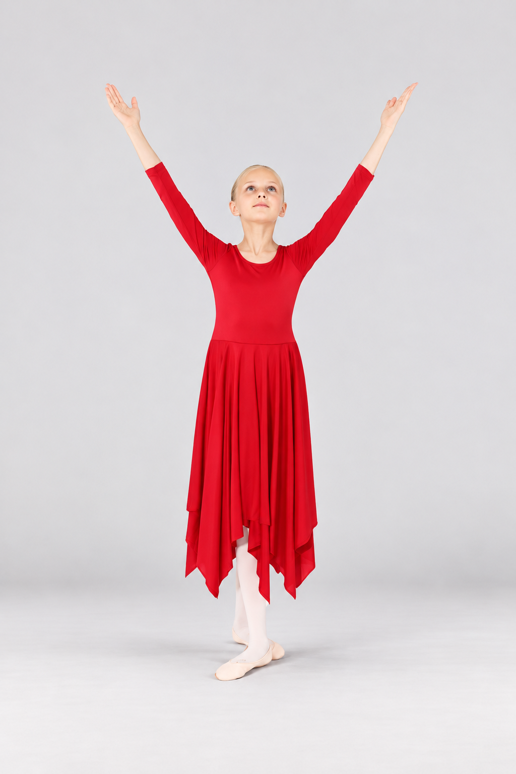 Girls' Long-Sleeve Asymmetrical-Hem Praise Dance Dress