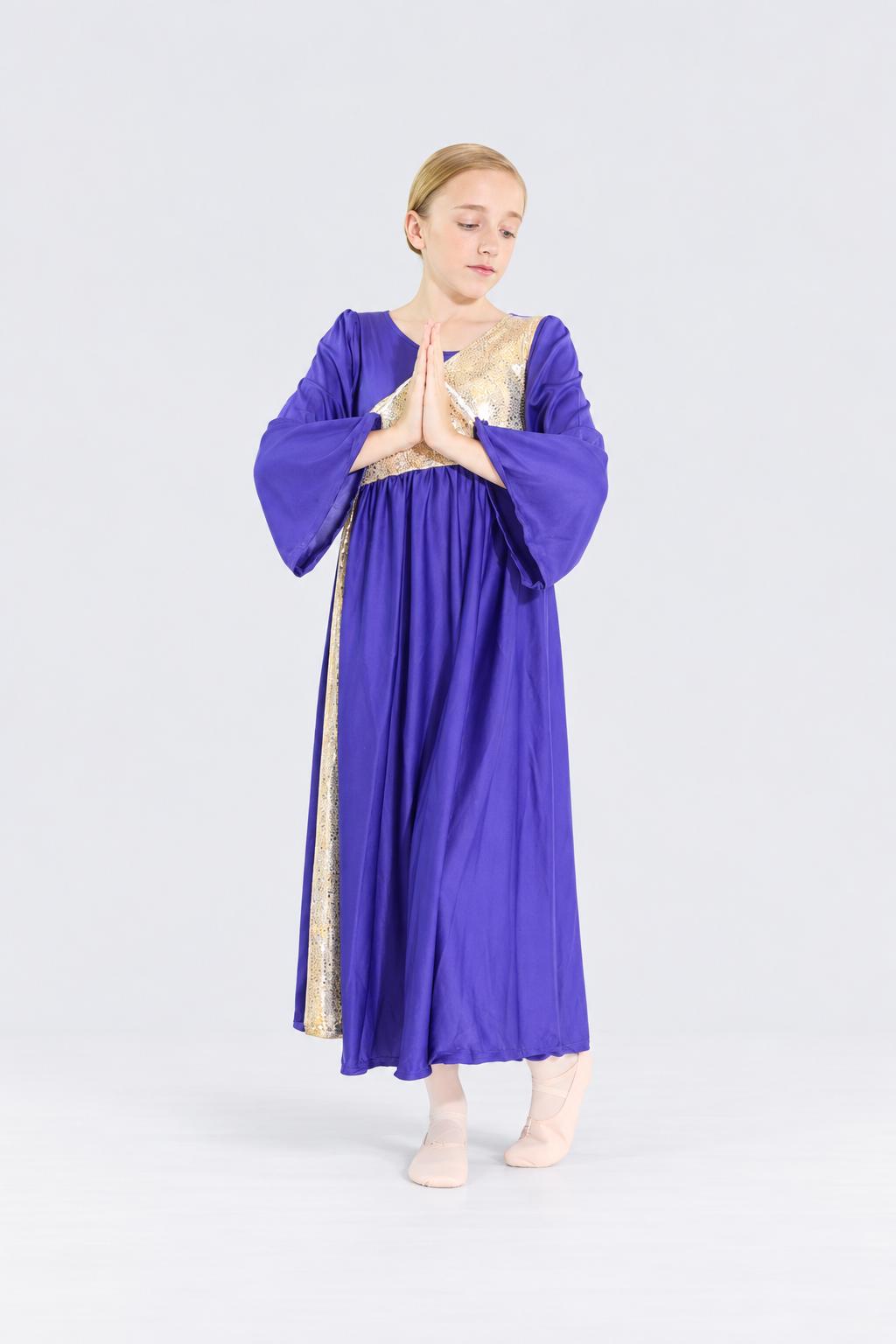 Girls' Asymmetrical Bell-Sleeve Praise Dance Dress