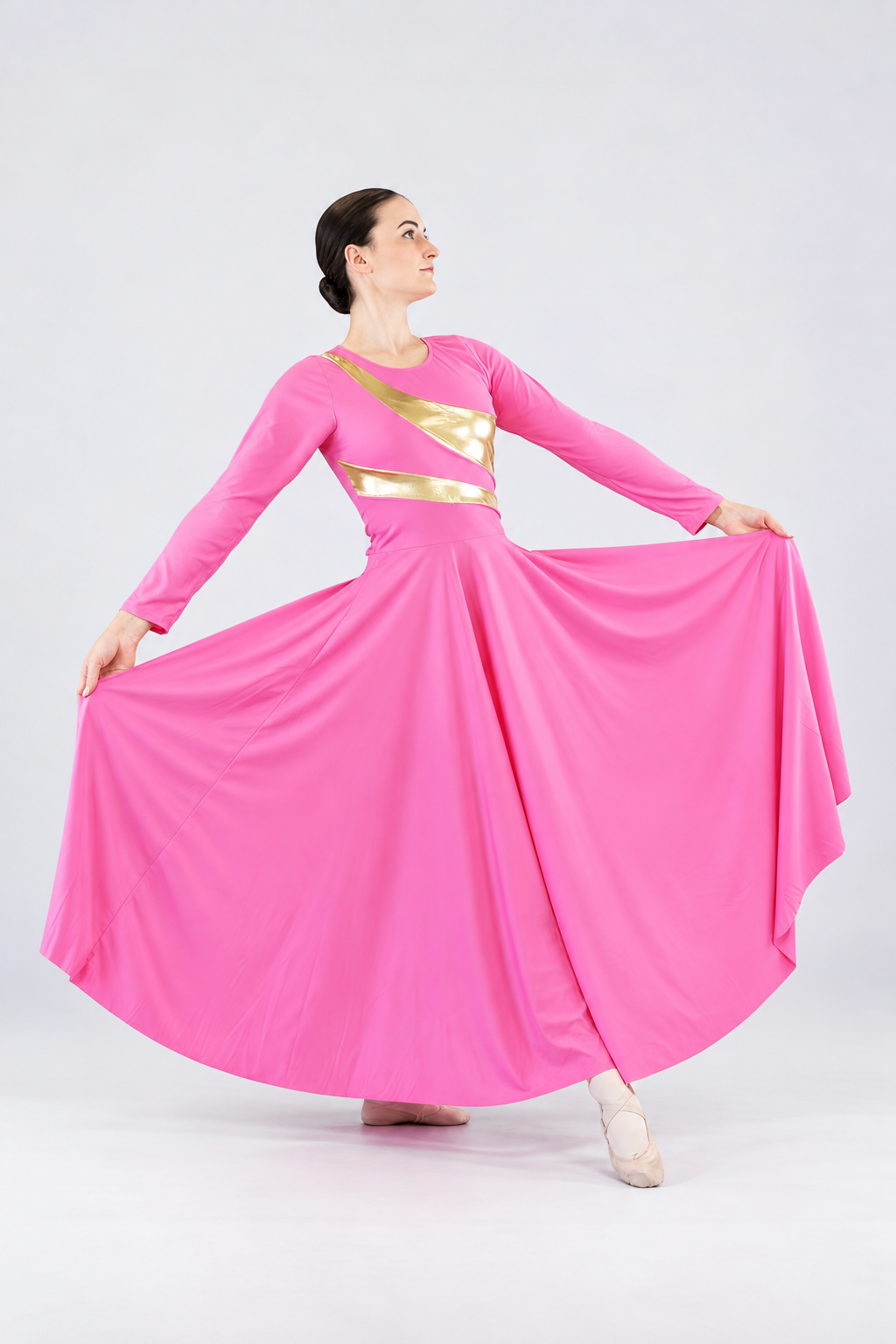 Women's Long Sleeve Metallic Wave Praise Dance Dress