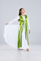 Women's Tie-Front Split-Panel Metallic Praise Dance Tunic
