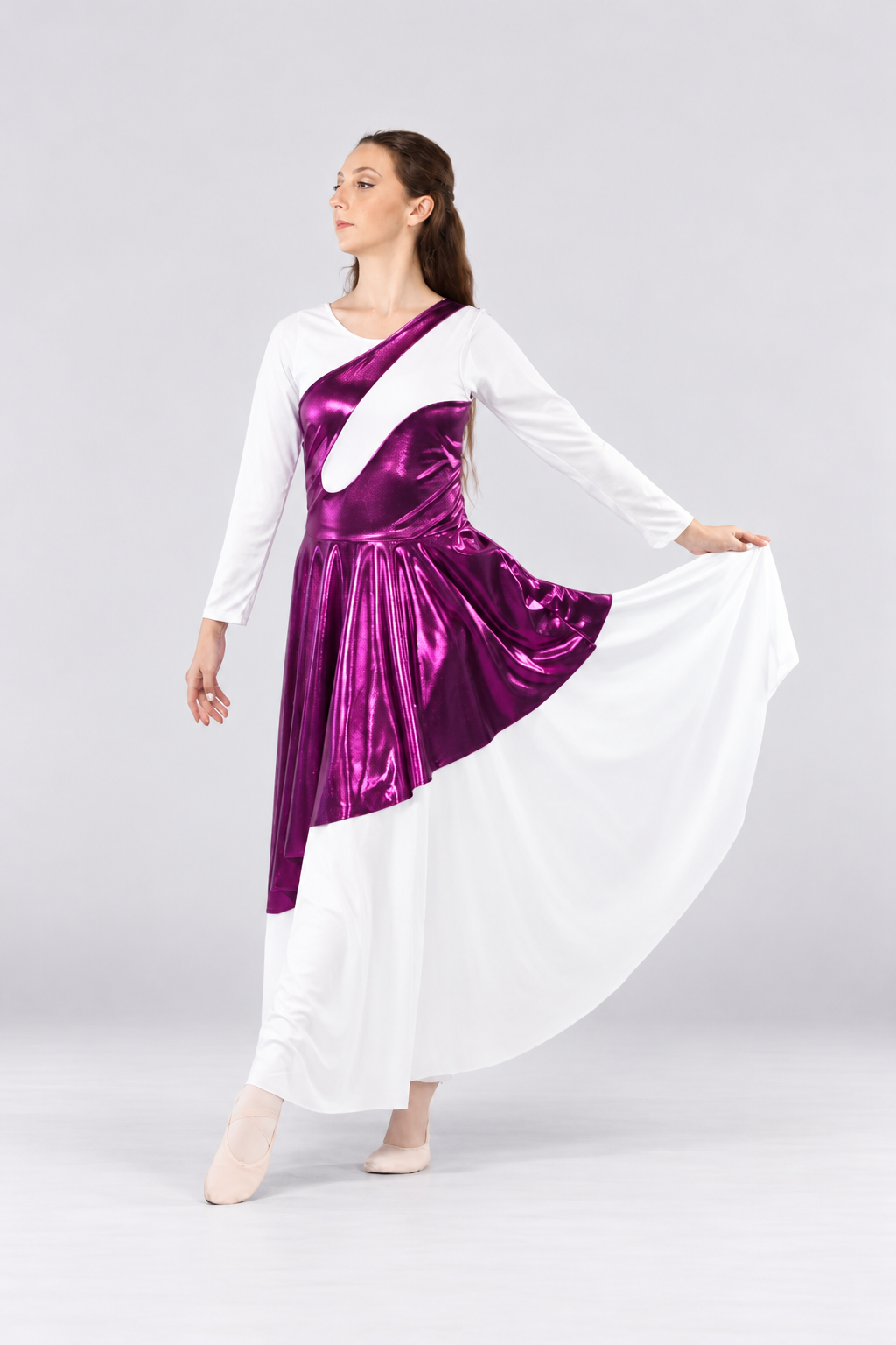 Women's Metallic Asymmetrical Sleeveless Praise Dance Tunic
