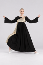Women's Asymmetrical Bell-Sleeve Praise Dance Dress