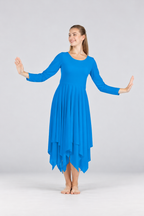 Women's Long-Sleeve Asymmetrical-Hem Praise Dance Dress