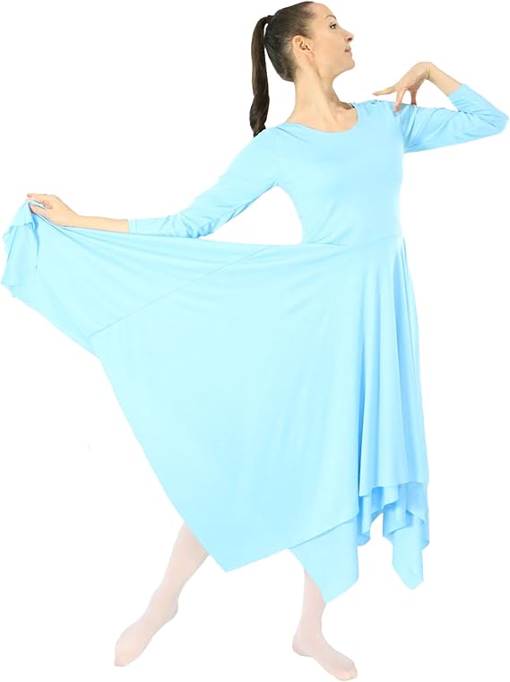 Irregular Hem Long Sleeve Dance Dress