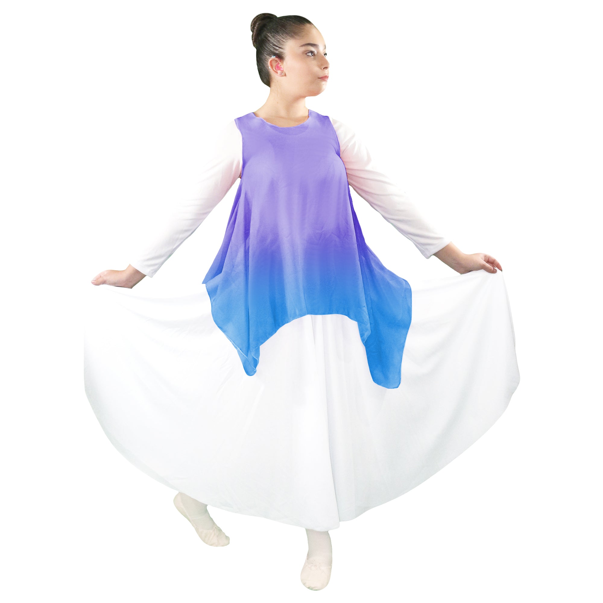 Danzcue Womens Watercolor Chiffon Tunic