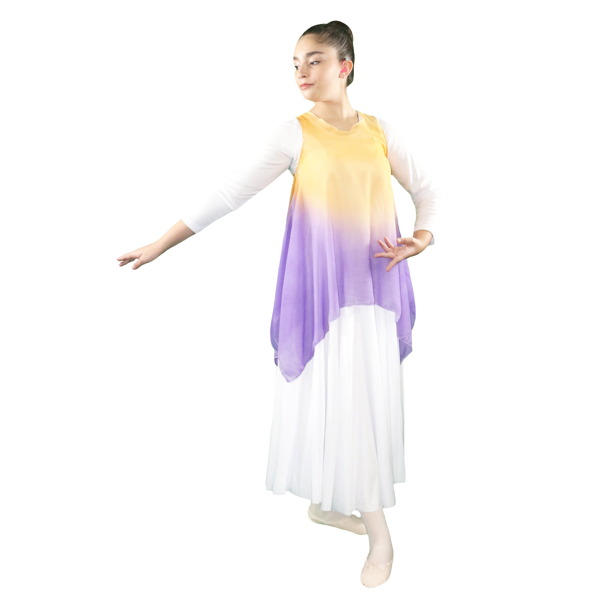 Danzcue Womens Watercolor Chiffon Tunic