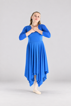 Girls' Long-Sleeve Asymmetrical-Hem Praise Dance Dress