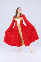 Girls' Metallic Cross-Panel Praise Dance Dress