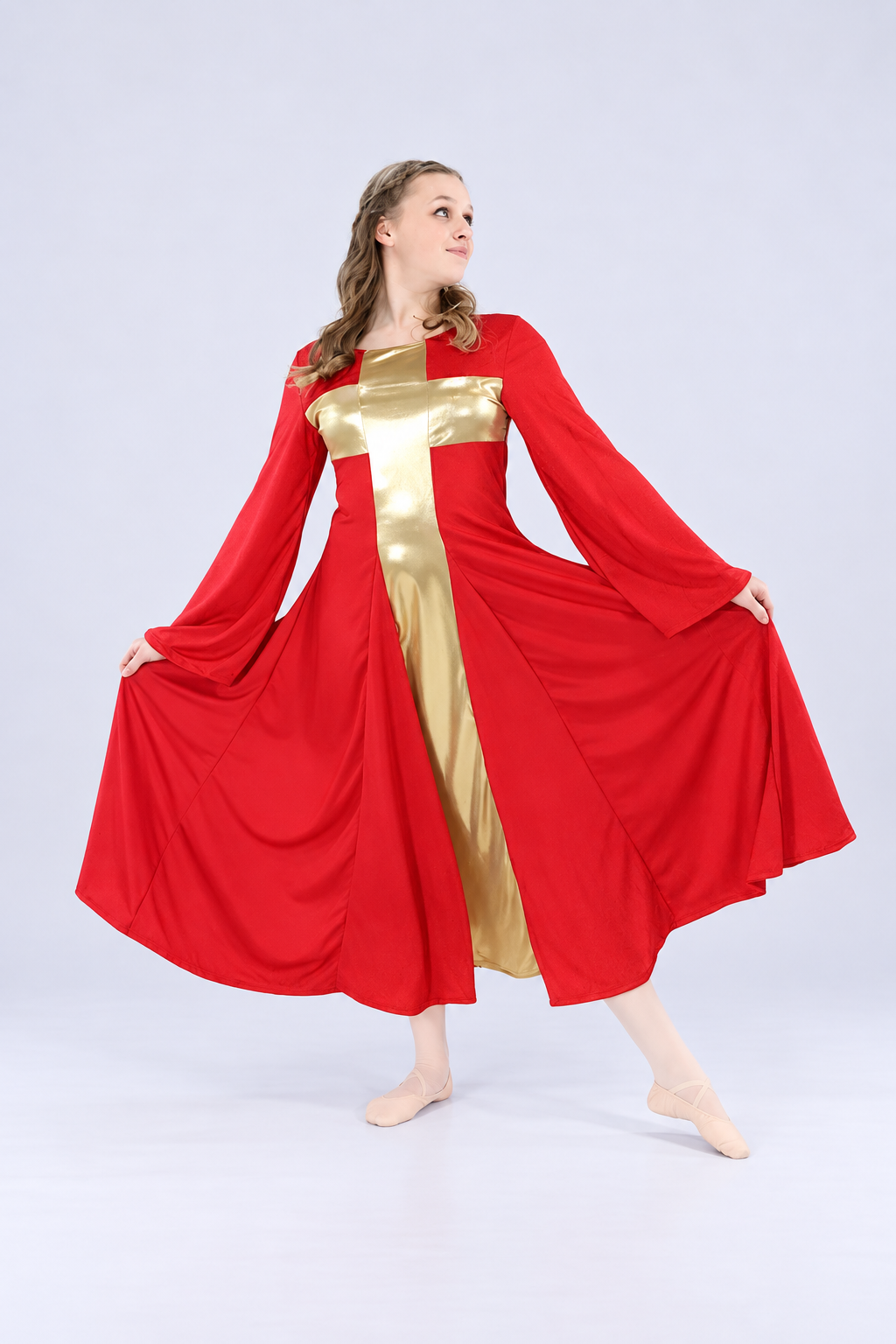 Girls' Metallic Cross-Panel Praise Dance Dress