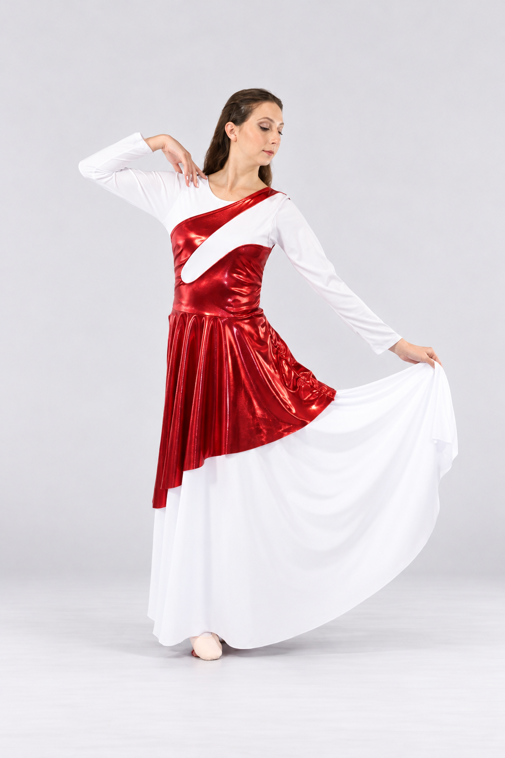 Women's Metallic Asymmetrical Sleeveless Praise Dance Tunic