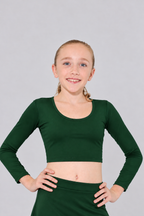 Girls' Long-Sleeve Scoop Neck Cheerleading Crop Top