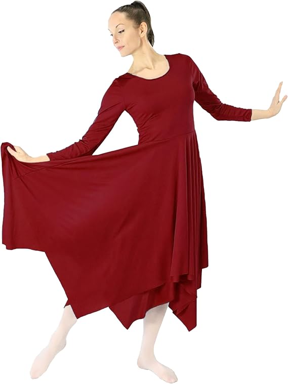 Irregular Hem Long Sleeve Dance Dress