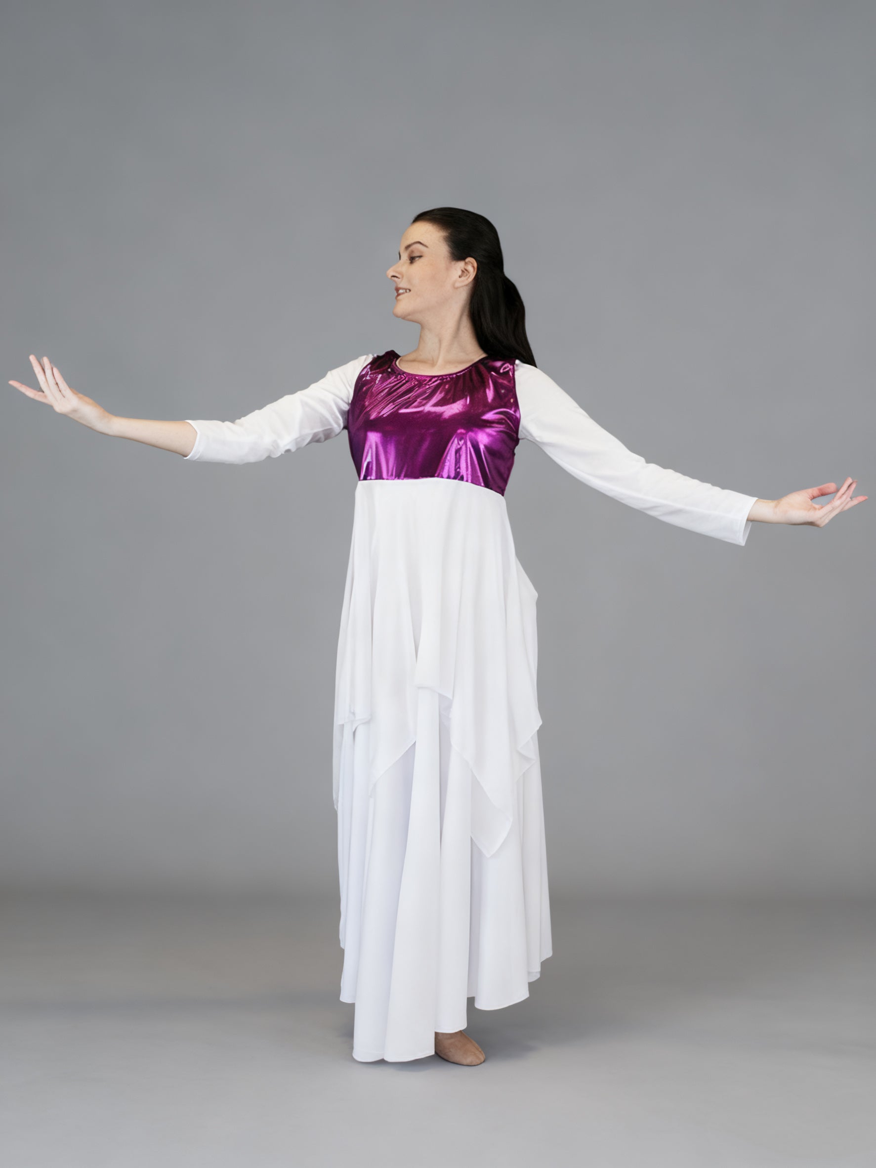 Danzcue Women's Sleeveless Metallic Patchwork Liturgical Dance Tunic