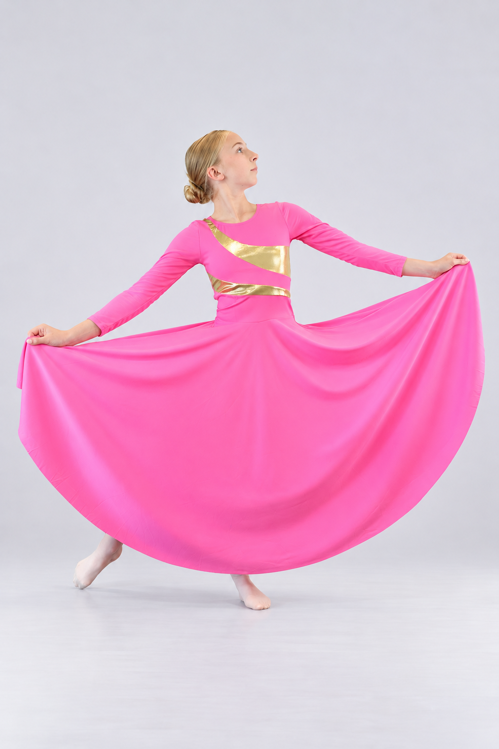 Girls' Long Sleeve Metallic Wave Praise Dance Dress