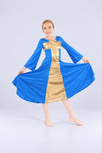 Girls' Metallic Cross-Panel Praise Dance Dress