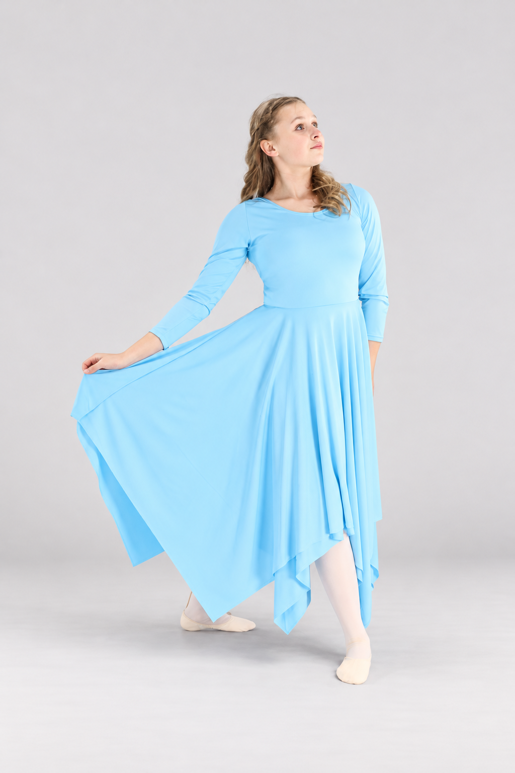Girls' Long-Sleeve Asymmetrical-Hem Praise Dance Dress