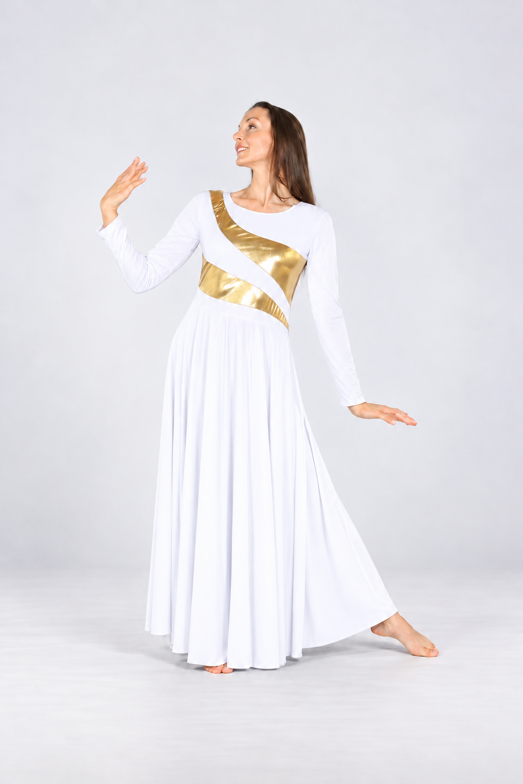 Women's Long Sleeve Metallic Wave Praise Dance Dress