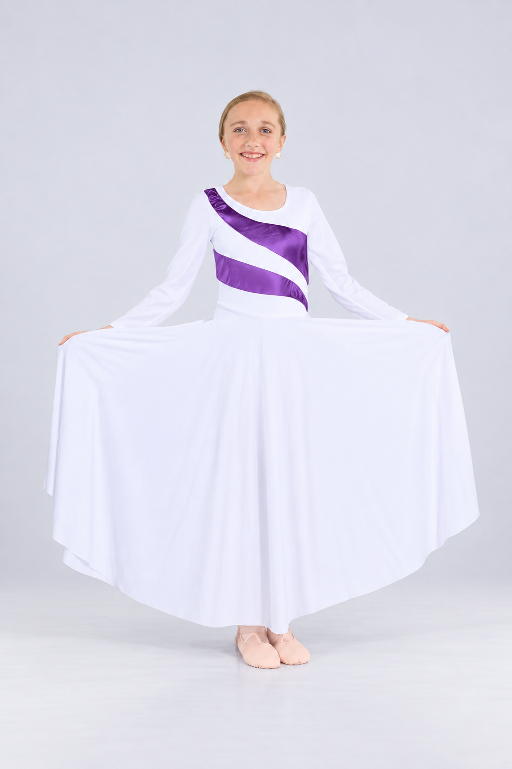 Girls' Long Sleeve Metallic Wave Praise Dance Dress