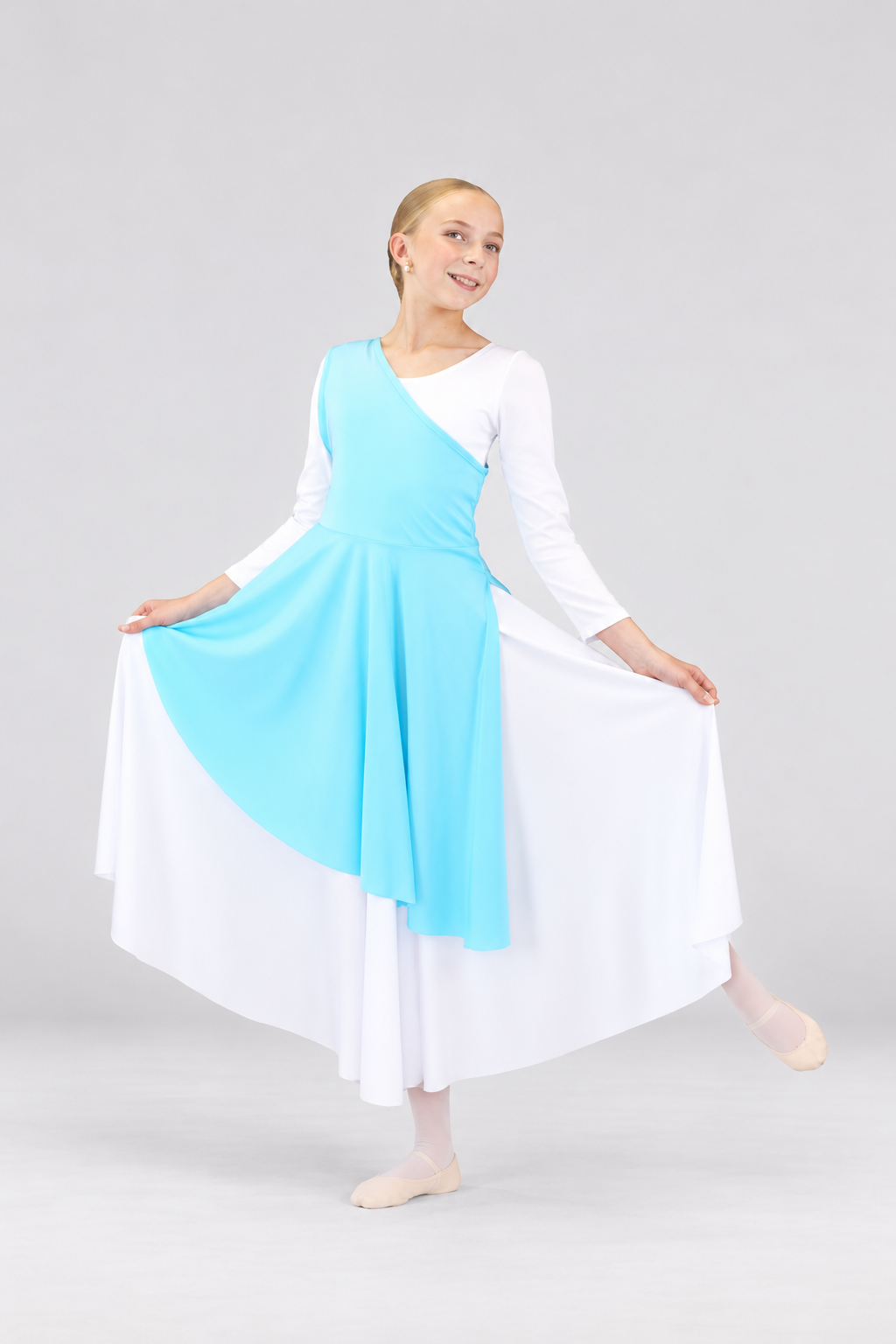 Girls' One-Shoulder Asymmetrical Praise Dance Tunic