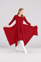 Girls' Long-Sleeve Asymmetrical-Hem Praise Dance Dress