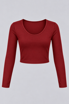 Women's Long-Sleeve Scoop Neck Cheerleading Crop Top