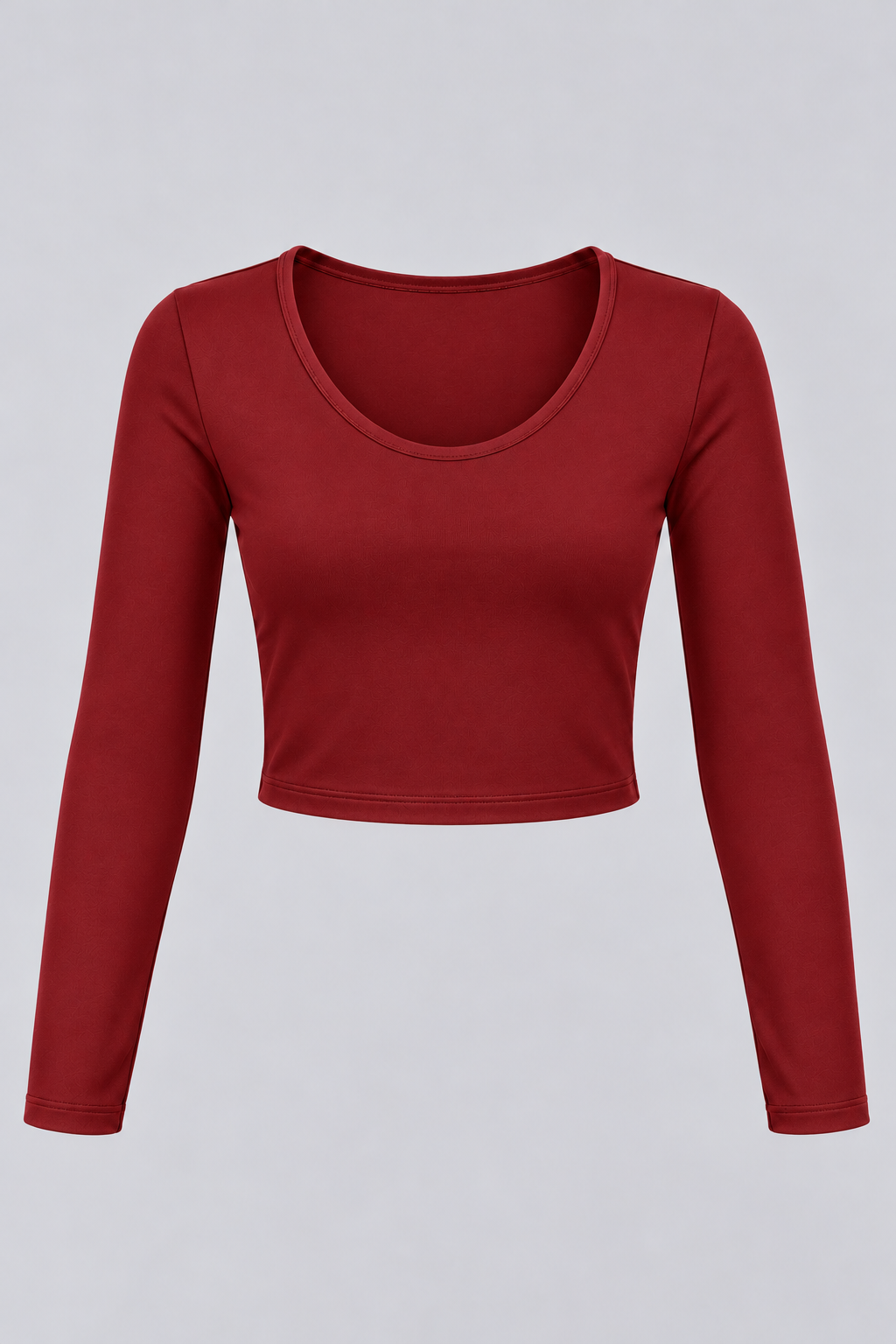 Women's Long-Sleeve Scoop Neck Cheerleading Crop Top