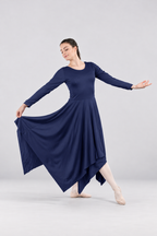 Women's Long-Sleeve Asymmetrical-Hem Praise Dance Dress