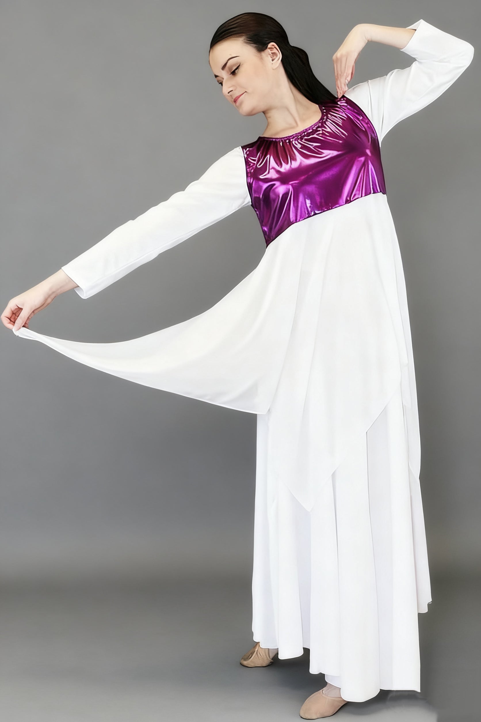 Danzcue Women's Sleeveless Metallic Patchwork Liturgical Dance Tunic