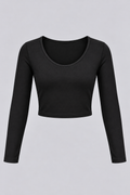 Women's Long-Sleeve Scoop Neck Cheerleading Crop Top