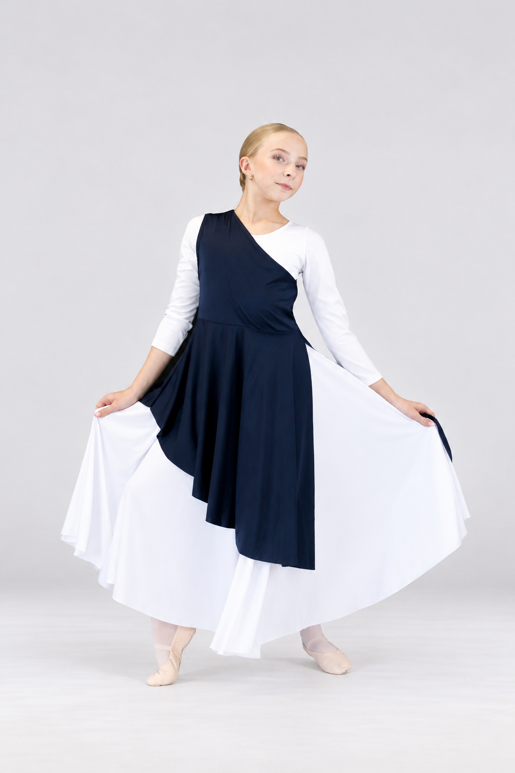 Girls' One-Shoulder Asymmetrical Praise Dance Tunic