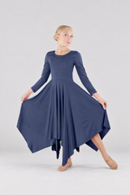 Girls' Long-Sleeve Asymmetrical-Hem Praise Dance Dress