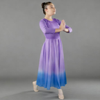 Danzcue Girls Praise Watercolor Long Sleeve Dance Dress