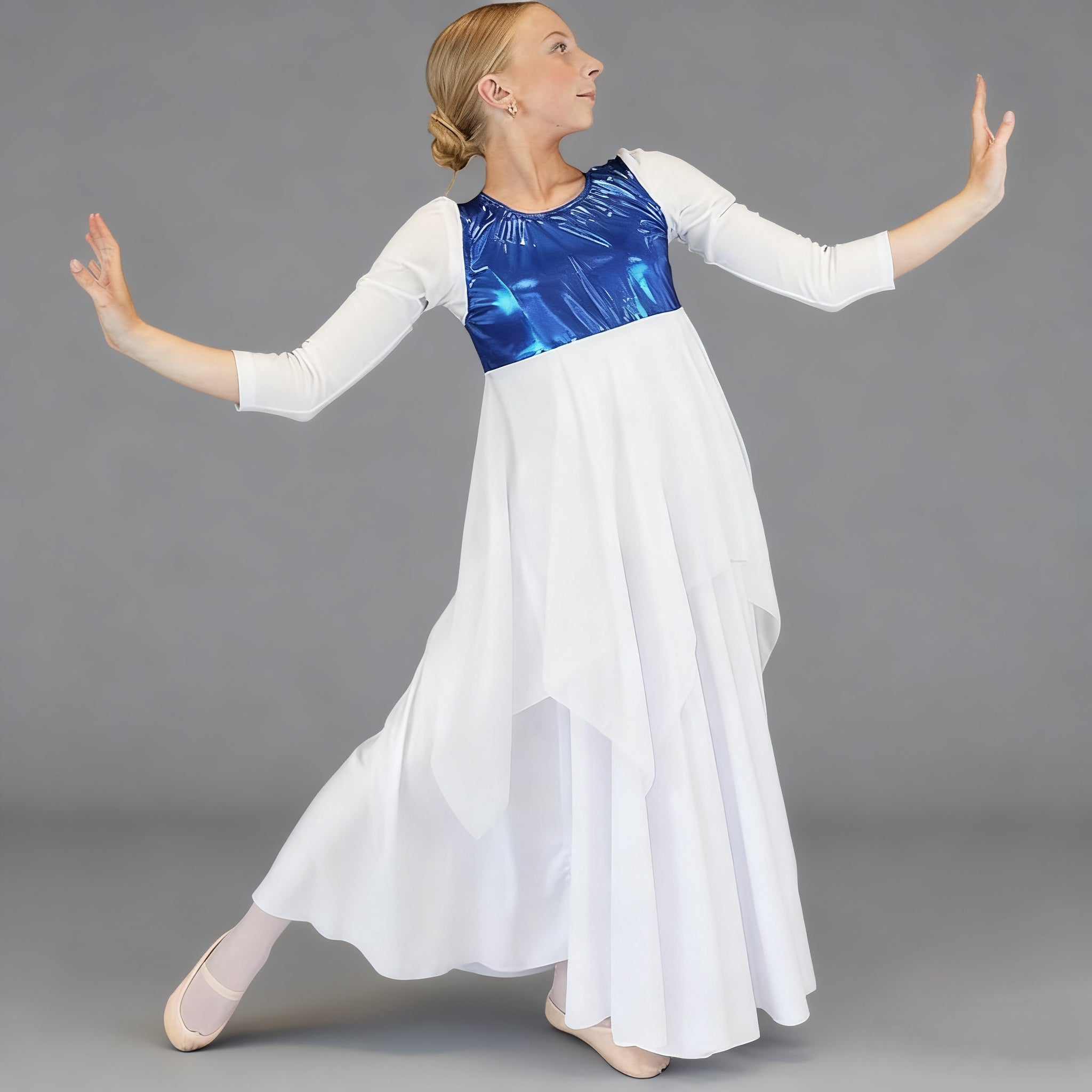 Child Metallic Chest Chiffon Overlay Dance Tunic (dress not included)