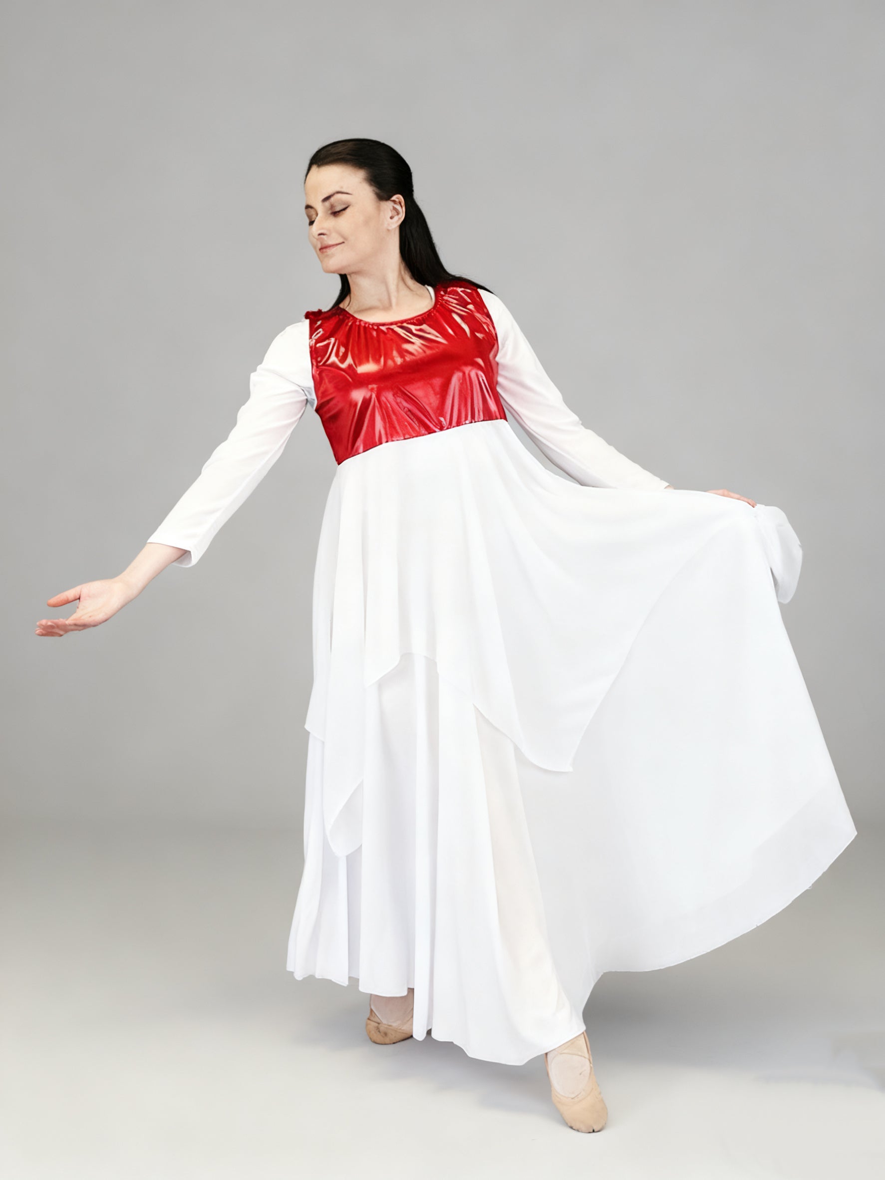 Danzcue Women's Sleeveless Metallic Patchwork Liturgical Dance Tunic